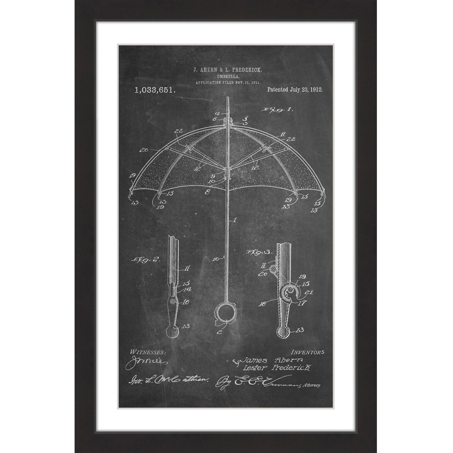 "Umbrella 1912 Chalk" Framed Painting Art Print