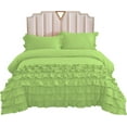 thumbnail image 3 of DNG Creations 3 Piece Vintage Ruffle Duvet Cover 100% Egyptian Cotton, 800 Threads Count - With Zipper & Corner Ties ( Full/Queen - Solid Sage ), 3 of 7