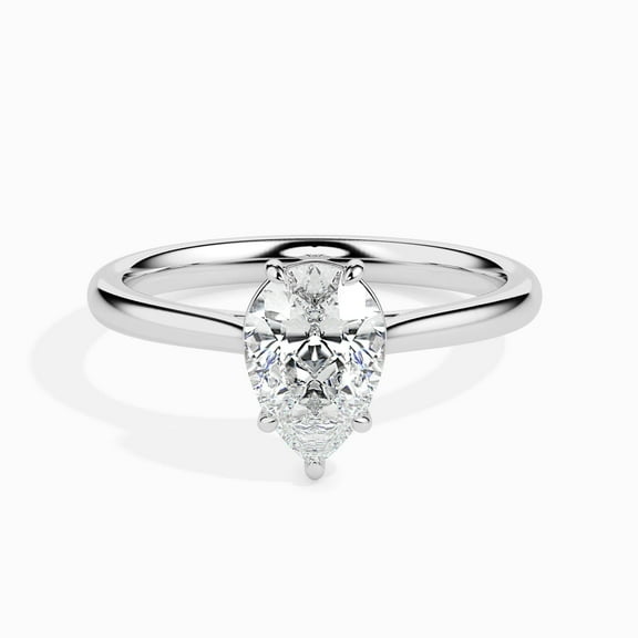 Meryn Jewel 1.47 Ct Pear Cut Lab Created Diamond Ring - Women's Diamond Solitaire with Accents - 14K White Gold Plated Ring - Elegant Engagement Ring - Perfect for Proposals and Special Occasions