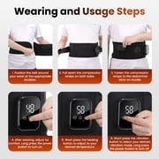 FlareMore Cordless Heated Waist Belt for Lower Back Pain Relief,USB Rechargeable Lumbar Support Brace with 3 Heating and 3 Vibration Modes,Adjustable Fit for Abdomen and Back,Black