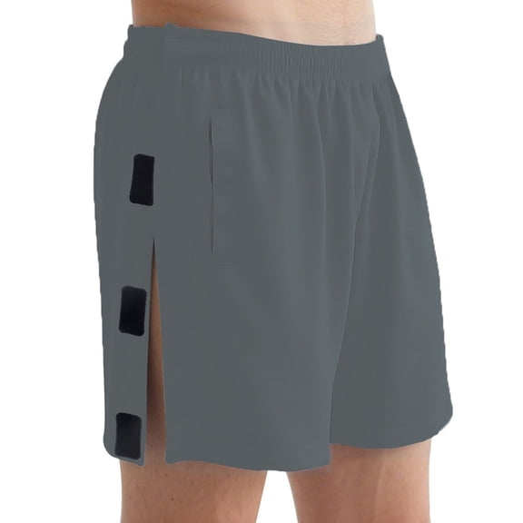 Hurxie Tear Away Shorts Snap Shorts Post Knee Hip Surgery Recovery Lounge Short with Pockets Dark Gray,L