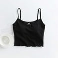 thumbnail image 2 of Tnhcen Women's Summer Cotton Camisole Built-in Bra Sleepwear Lace Trim Sleeveless Backless Top Comfortable Nightwear S-XL Multiple Colors Available Black, 2 of 7