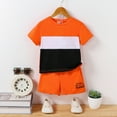 thumbnail image 2 of Coerni Toddler Baby Boys Short Sleeve Color Block Stripe Print T Shirt Tops Short Pants Outfits Kids Summer Clothes, 2 of 9