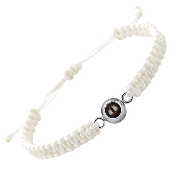 Hearth & Gear White Woven Bracelet Projection Of Couple Photo Bracelets For Women Men Valentines Day Birthday For Girlfriend Boyfriend Wife Matching Bracelets For Couples Ga-2200 Extra Large Sports
