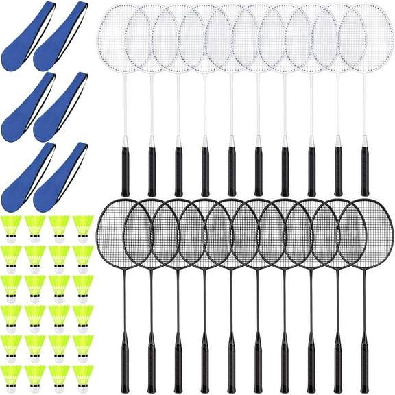 20 Pcs Badminton Rackets Set with 24 Shuttlecocks and 6 Carrying Bags, Sturdy Lightweight Badminton Rackets Racquet for Adults Beginners Indoor Outdoor Backyards