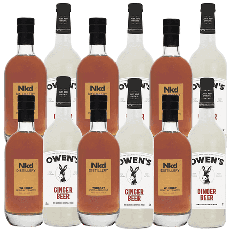 Nkd Distillery Whiskey 6 Pack Alternative Premium Non-Alcoholic Spirit 750 ML Bottles w 6 Pack Owen’s Mixers Ginger Beer 750 ML Bottles - Perfect for Mocktails - A