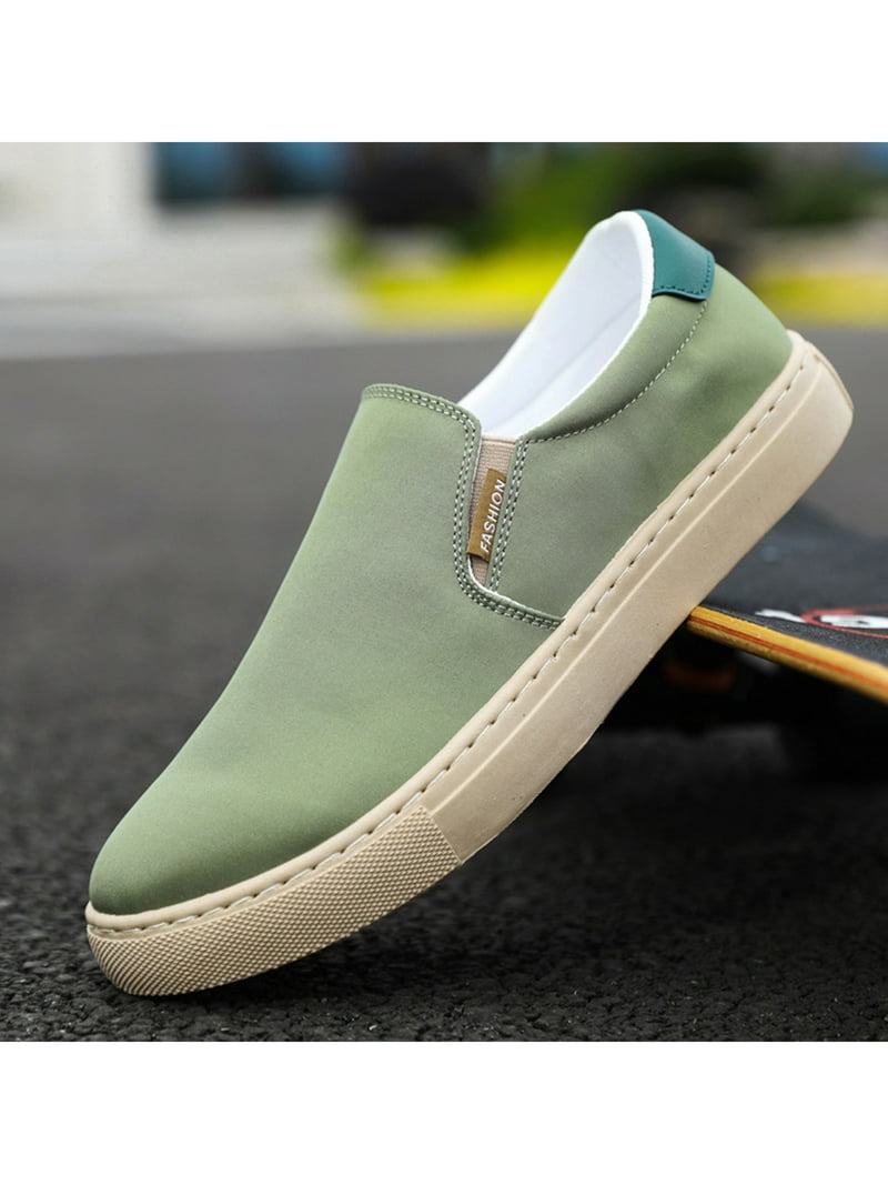 〽️Closed Toe Loafers Sneakers Men\'s Green Canvas Slip On Casual Lightweight Amazon.com | Men main image 4