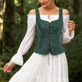thumbnail image 2 of HXWCHs Halloween Women Vest Cosplay Costume Waistcoat Halloween Gothic Medieval Bodice Size: XXXL Dark Green, 2 of 7