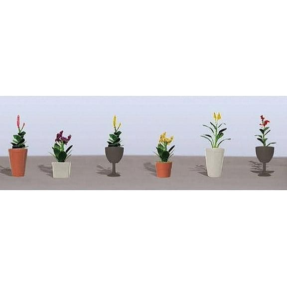 JTT Scenery Products - Flowering Potted Plants Assortment 4, 7/8" (6)
