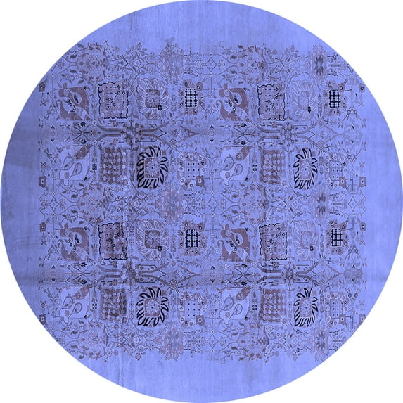 Ahgly Company Indoor Round Oriental Blue Industrial Area Rugs, 5' Round