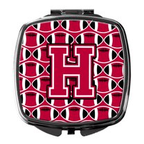 Letter H Football Crimson and White Compact Mirror CJ1079-HSCM