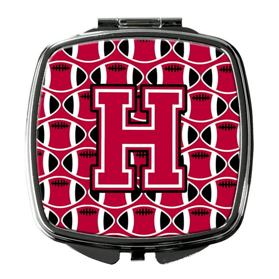 Letter H Football Crimson and White Compact Mirror CJ1079-HSCM