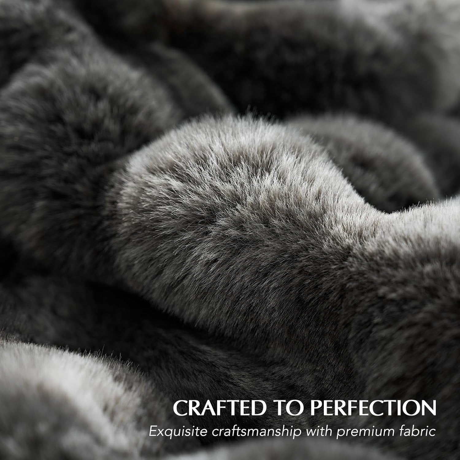 EverGrace Ultra Soft Luxury Fluffy Faux Rabbit Fur Throw Blanket, Thick Warm Bubble Throw for Bed, Cozy Plush Reversible Blankets for Couch, Chair, Sofa, Marble Black, 50x60 Inches