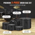 thumbnail image 3 of VEVOR 5-Piece Drum Bag Kit, Durable 1680D Oxford Material, Cushioned Cases with 1.5m Removable Shoulder Strap and Carry Handles, Collapsible, Fits 22'' Bass, 12''/13''/16'' Toms, 14'' Snare, 3 of 9