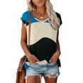 thumbnail image 2 of EQWLJWE Hauts d'Été pour Femmes Hauts pour Femmes Liquidation Mode Femmes Mode Manches Courtes Col Rond T-shirt Imprimé Blouse Hauts Amples, 2 of 6