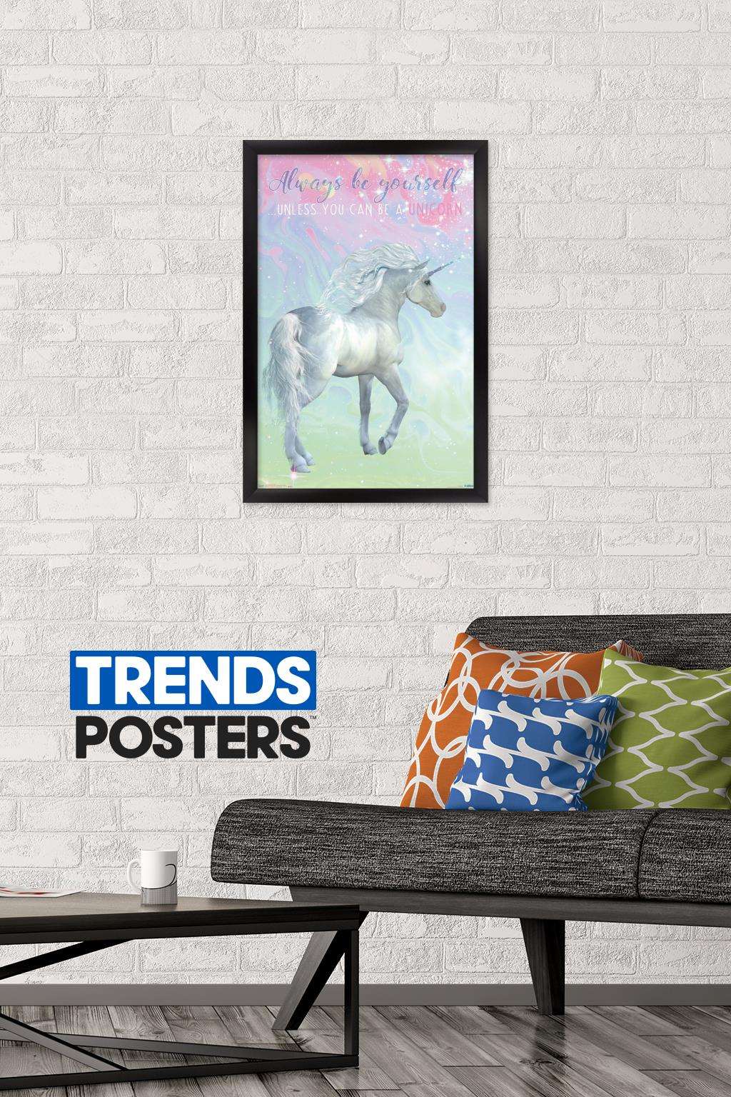 Unicorn On Pastels Wall Poster, 14.725" x 22.375", Framed