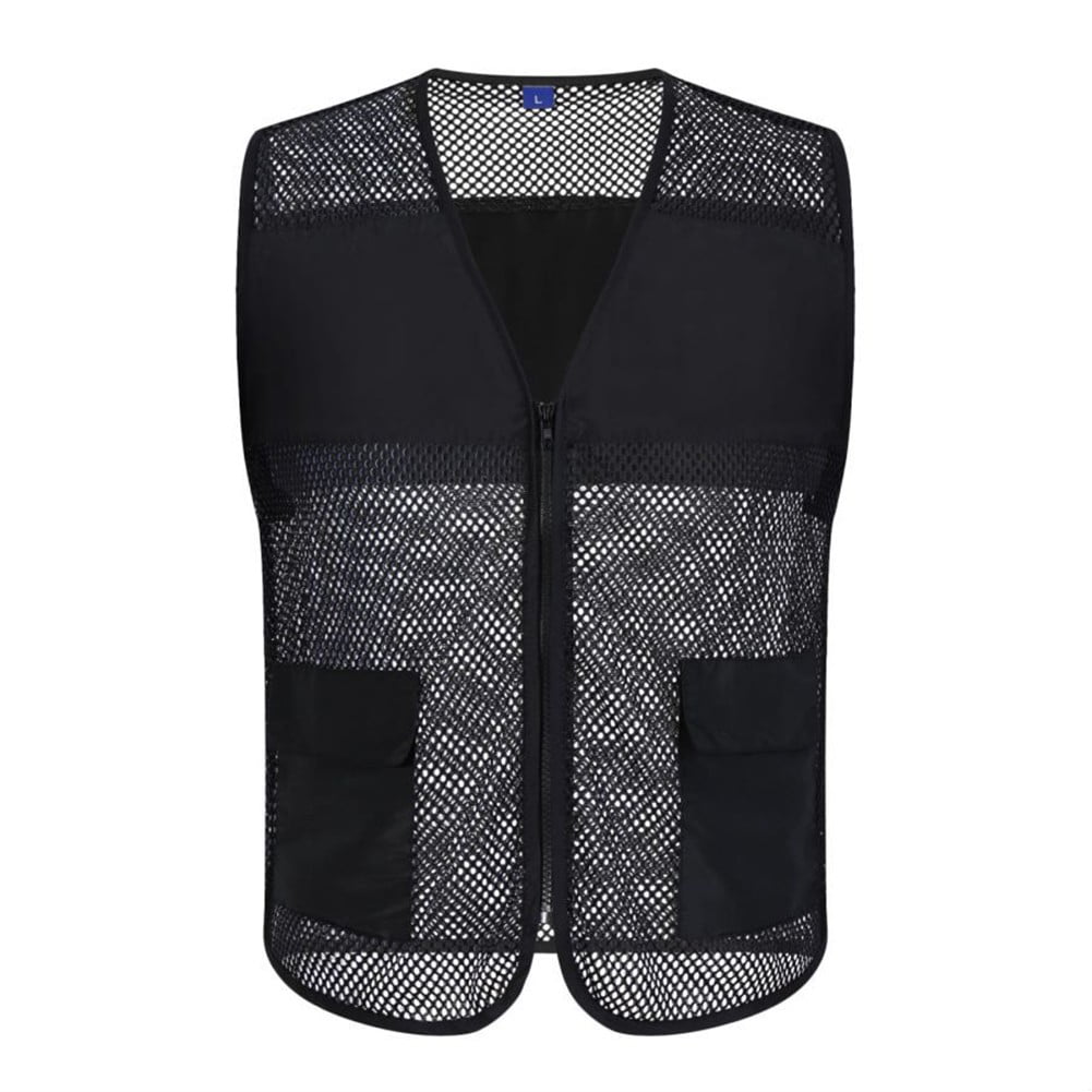 BUYISI Mens MultiPocket Fishing Sleeveless Mesh Vest QuickDry Work Jacket Waistcoat Black 3XL