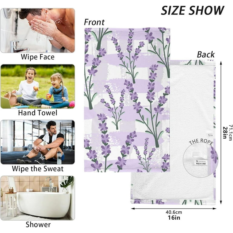 Tulip Lavender Bath Towels – 32x64 Inch Beach Towels, Soft & Absorbent, Purple Flower Design