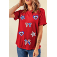 thumbnail image 3 of Women's Red American Flag Sequined Graphic Tee - Patriotic Round Neck T-Shirt - [ZhiHiMeRi] | (US 20-22)2XL, 3 of 6