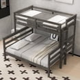 thumbnail image 4 of Harper & Bright Designs Twin XL Over Queen Bunk Bed, Wood Frame Detachable into 2 Separate Beds, Sturdy Platform Bunk with Guard Rail & Ladder, Grey, 4 of 11