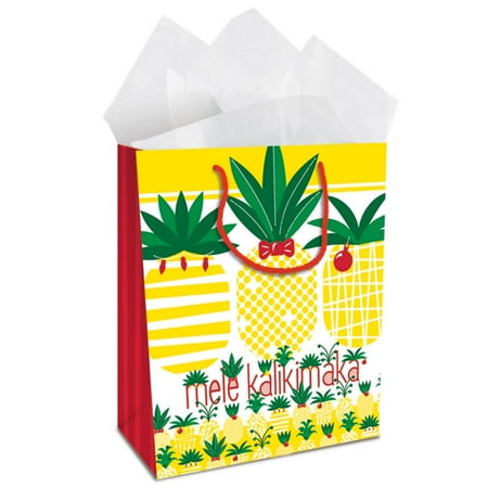 Island Heritage Large Gift Bag, Mele Pineapple Parade