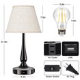 thumbnail image 4 of Scidweet Table Lamps Set of 2, Small Lamps for Bedroom with USB Charging Ports, 3 Way Dimmable Living Room Nightstand (Bulb Included), 4 of 6