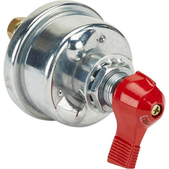 Two-Post Battery Master Disconnect Safety Kill Switch, Ideal for Cars, Trucks, RVs, Marine, 180 Amp Continuous, 1000 Amp Instantaneous, 3/8" Copper Studs, Easy Panel Installation