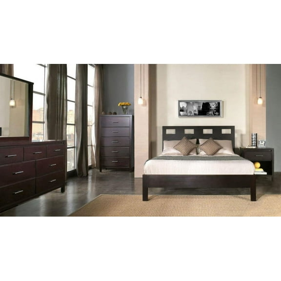 Modus Riva 4 Piece Twin Platform Bedroom Set, Espresso