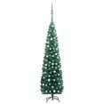 thumbnail image 1 of vidaXL Slim Artificial Pre-lit Christmas Tree with Ball Set Green 240 cm, 1 of 5