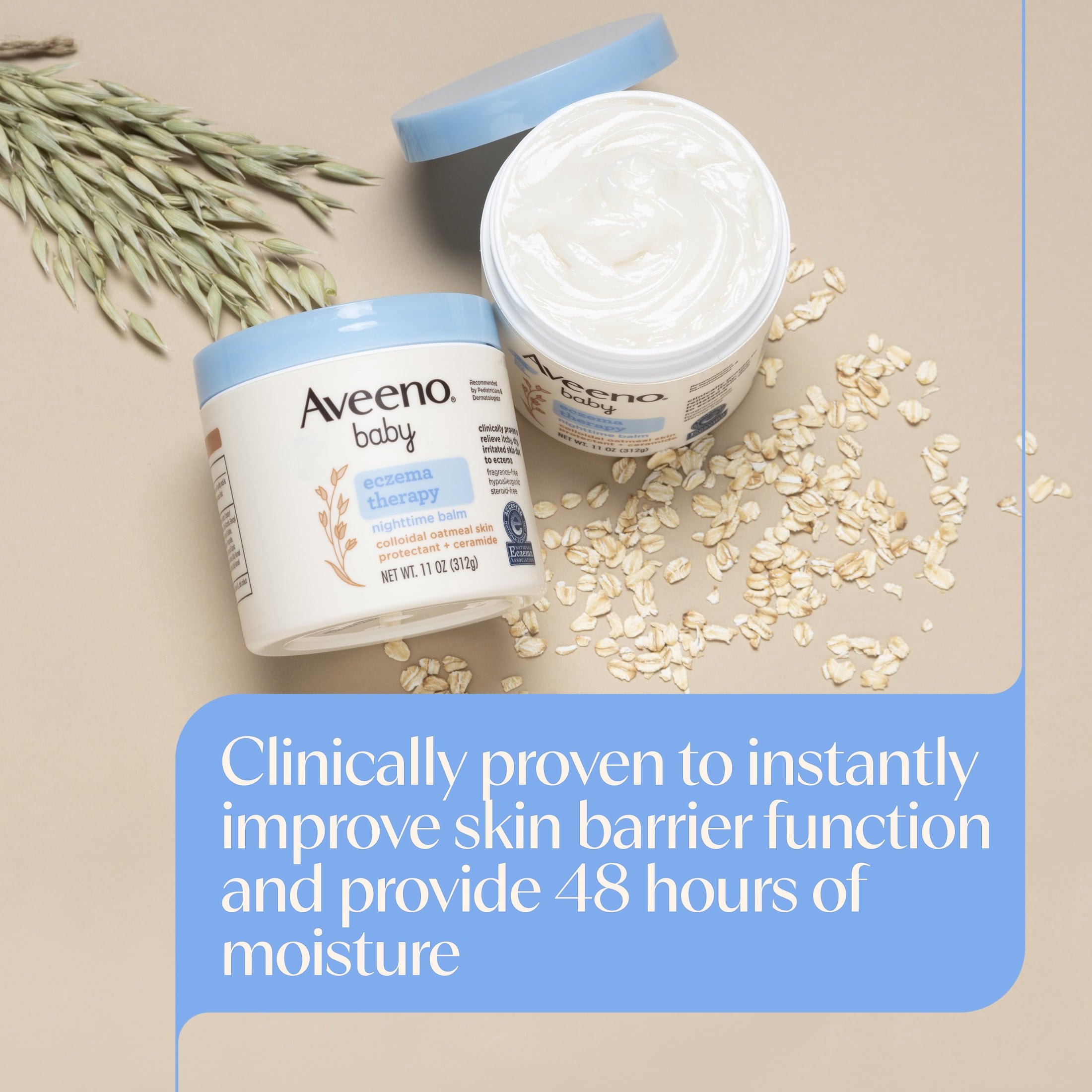 (3 pack) Aveeno Baby Eczema Therapy Nighttime Body Balm, 11 oz