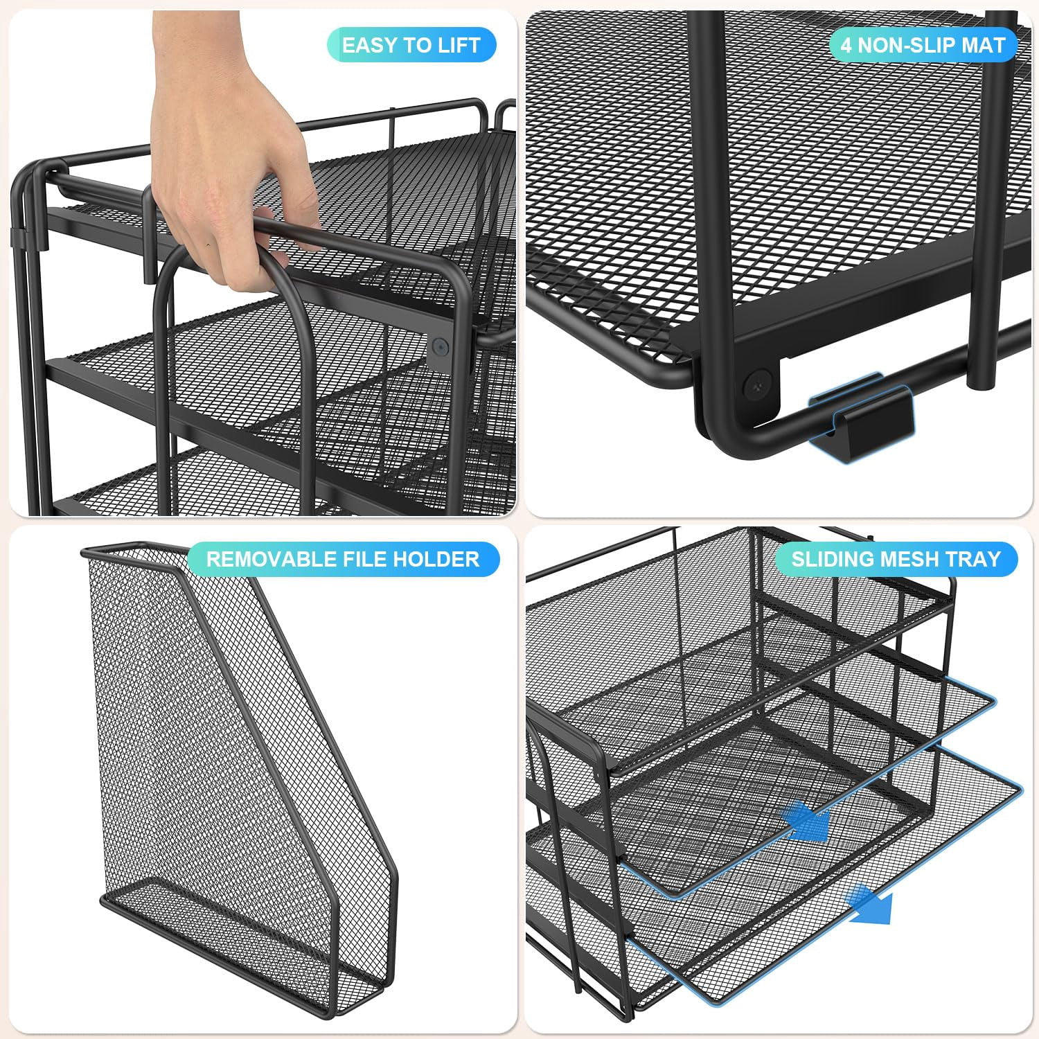 4-tier Paper Organizer With Magazine Holder  Desk Organizers And Accessories & Workspace File For Office Supplies Storag (black 4-tier)