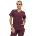 thumbnail image 4 of Saint Scrubs Women’s Premium 9-Pocket Scrub Set – Modern Fit Soft V-Neck Top & Tapered Straight-Leg Medical Scrub Pants, Plum, 2X, 4 of 4