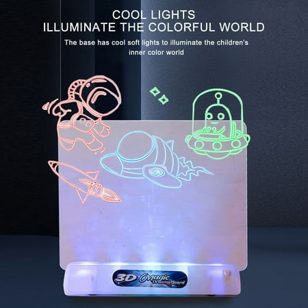 

Rdeuod Novelty Toys & Amusements 3D Fluorescent Painting Board Nightlight Stereo Writing Board Graffiti Lamp Mental Children S Painting Board-Medium Space Version Men S Gifts For Christmas