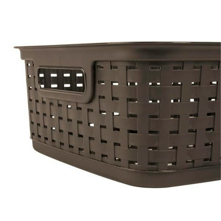 Sterilite - Decorative Wicker-Style Short Weave Basket (6 Pack) - Espresso