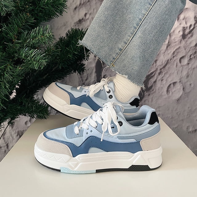 Zapatos De Skate Con Suela Gruesa Y Cordones Para Mujer, Zapatos De Plataforma Transpirables Antideslizantes, Zapatillas Casuales Para Exteriores