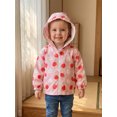 thumbnail image 5 of RUINIXCW Toddler Baby Girl Fall Jacket with Pockets Casual Strawberry Bow Floral Print Zip Up Hooded Long Sleeve Coat, 5 of 8