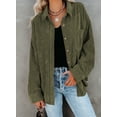 thumbnail image 4 of Women Corduroy Shirts Jacket Shacket Casual Button Down Long Sleeve Oversized Tops Plus Size, 4 of 5