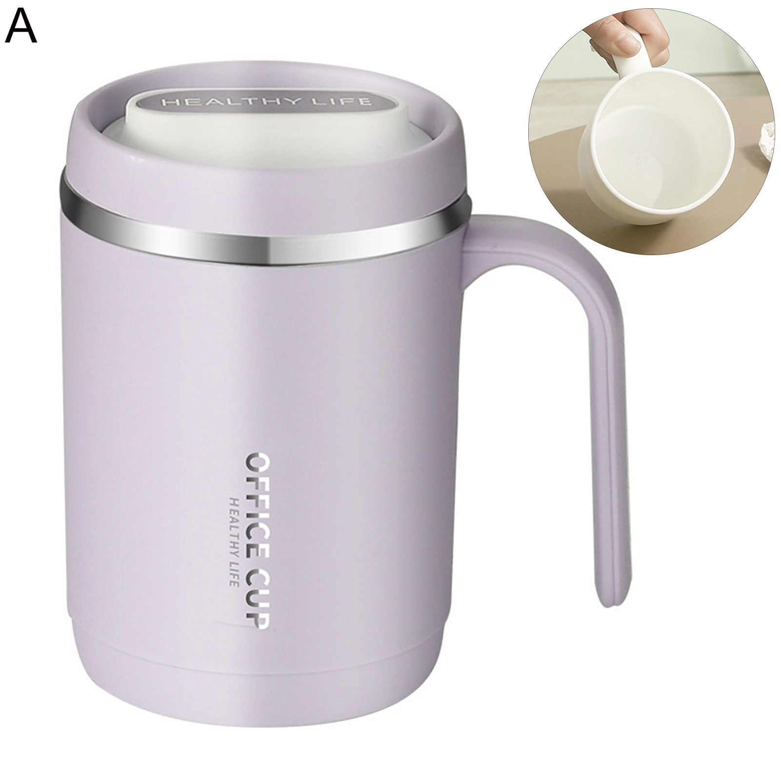 VERMON Water Cup Drink Water with Cover Popular Stainless Steel Office Travel Coffee Cup