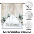 thumbnail image 3 of Teal Broccoli Swag Curtain Valance for Windows, Rustic Flower Butterfly Retro Farmhouse Brown Window Treatments Short Swag Topper for Kitchen Windows Bathroom Bedroom, 36"x36", 3 of 8