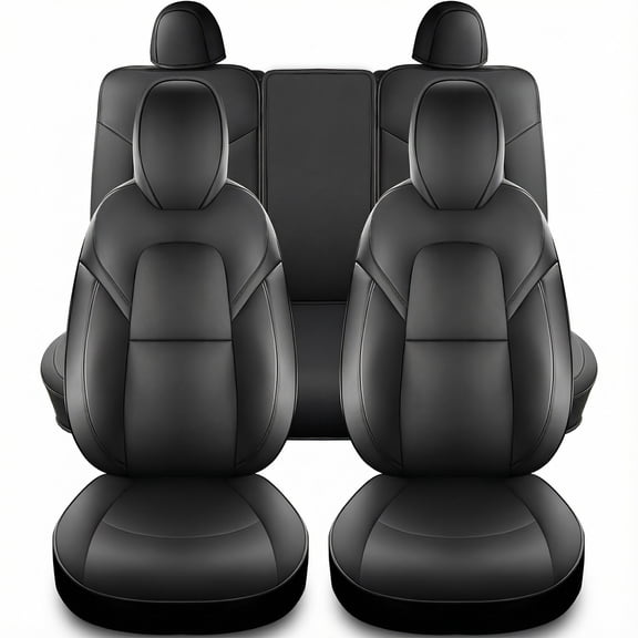 Full Set Seat Covers Compatible with Tesla Model Y 2020-2025, Waterproof Interior Protectors, Airbag Safe & Split Bench Ready, Premium Black Cushions