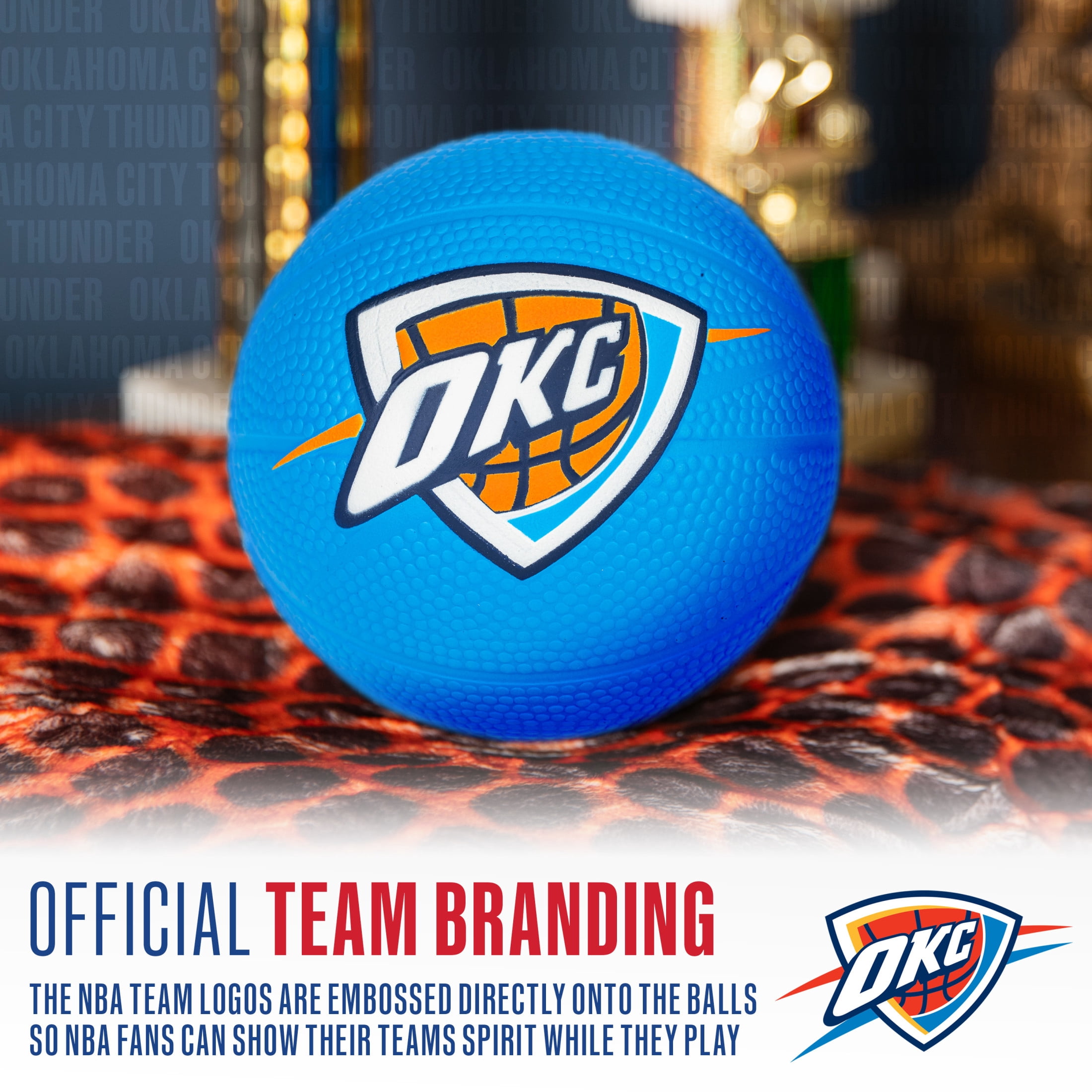 Franklin Sports NBA Oklahoma City Thunder Mini Foam Basketball - Kids 5.5" Inch Toy Basketball for Over the Door + Mini Indoor Basketball Hoops - NBA Fan Shop Soft Foam Indoor Kids Basketballs