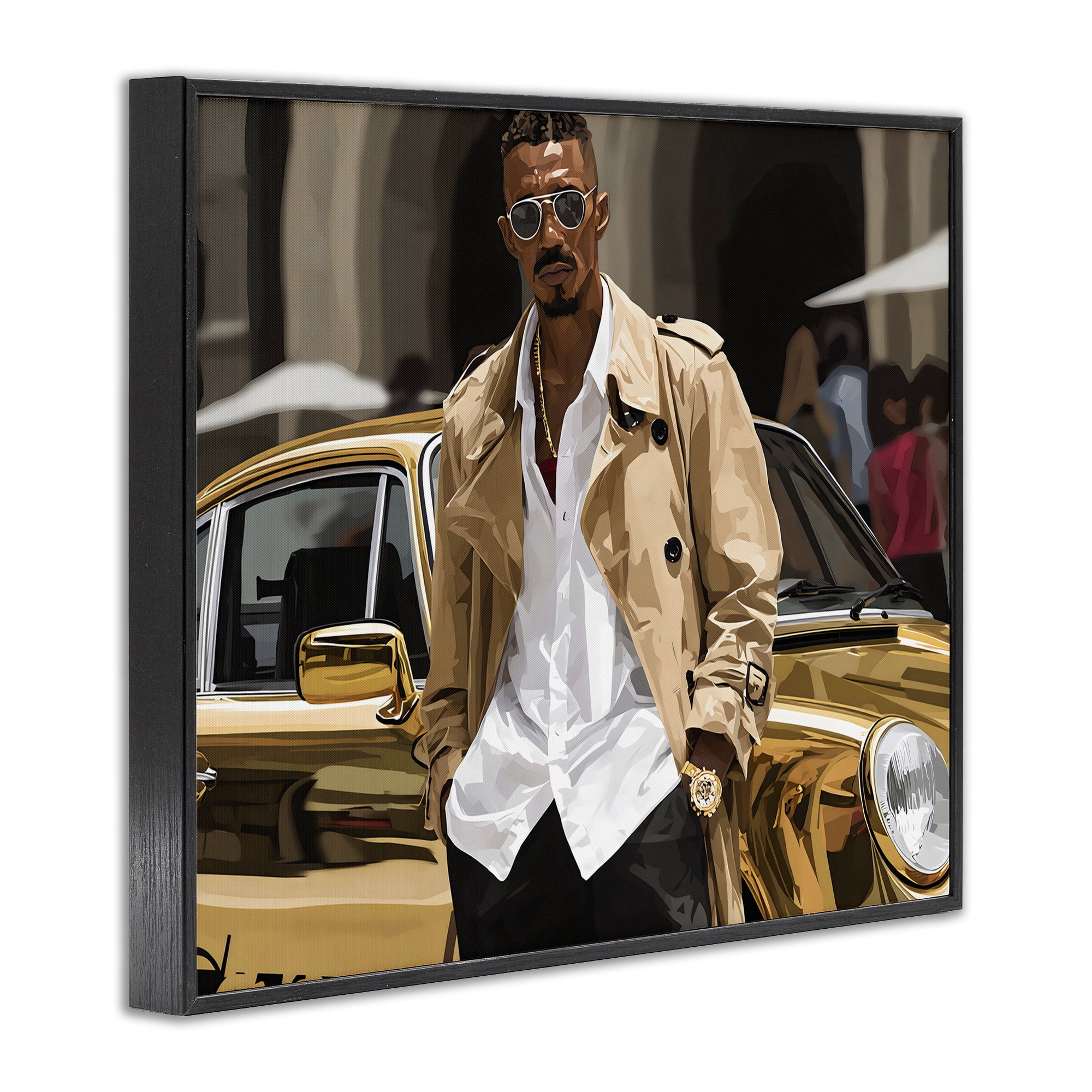 Stupell Industries Classy Gilded Sportscar & Driver Black Framed Giclee Art, design by Franklyn Gregory