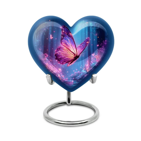 SABURIAL Butterfly Urn for Human Ashes - Unique Heart Shape Handmade Memorial Urns for Adult Male & Female Ash - Beautiful Burial Cremation Urns for Ash - Keepsake Tribute Urn - 3 Inch - Pack of 1
