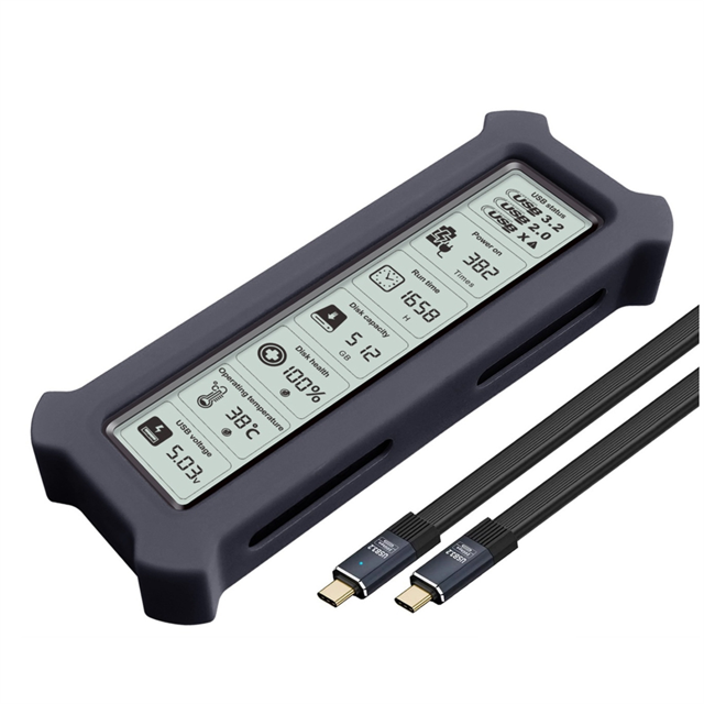 M.2 NVMe SSD Enclosure with Display Screen SSD Case USB 3.2 Gen 2 20Gbps NVMe PCI-E NGFF SSD Disk Box B,1 * hard disk box 1 * silicone protective cover 1 * C-C 20Gbps data cable