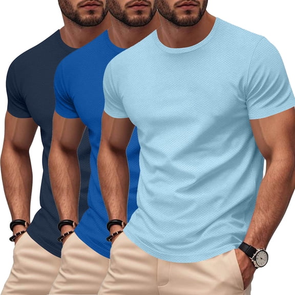 LONKITO 3Pack Mens Shirts Short Sleeve Workout T Shirts Breathable Crewneck Tees for Gym Running Joggers, Size 3XL