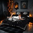 thumbnail image 4 of Homewish Gothic Skull Skeleton Duvet Cover Queen, Lunar Stars Queen Bedding, Black White, Black Reversible 3-Piece, 1 Duvet Cover and 2 Pillowcases, 4 of 7