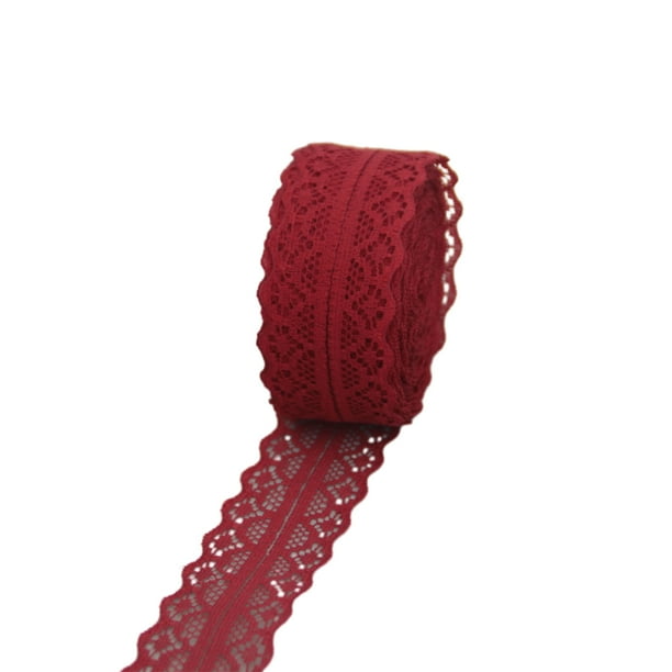 Kearding Cinta vintage para manualidades: cinta de regalo para manualidades duradera con borde de encaje fácil de usar y multifuncional Tela de costura y artesanía E3-7 vino tinto