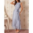 thumbnail image 7 of Baby Blue Sleeveless Tie Waist A-Line Maxi Dress For Women Elegant Vacation Dress, 7 of 7