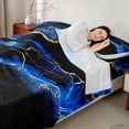 thumbnail image 2 of Manfei Black Gold Blue Twin Sheet Sets, Watercolor Marble Bedding Twin Size, Abstract Stone Pattern Fitted Sheet, Ultra Soft Bedroom Decoration, 3 Pieces, 2 of 6