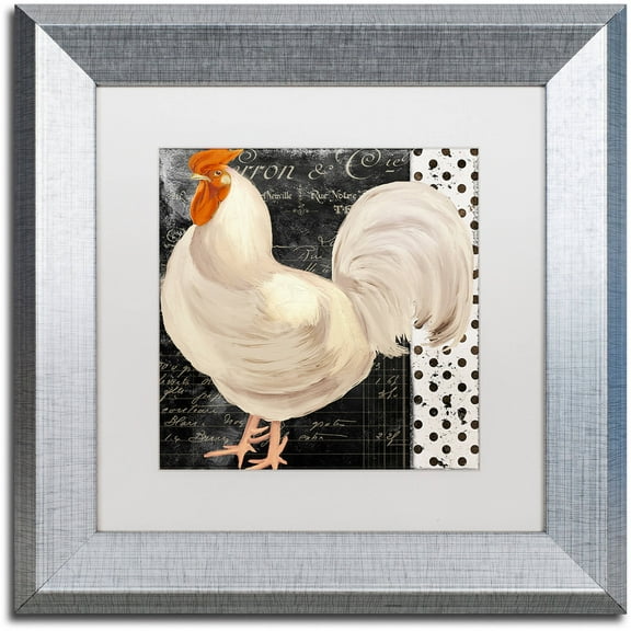 Trademark Fine Art "White Rooster Caf? II" Canvas Art by Color Bakery White Matte, Silver Frame